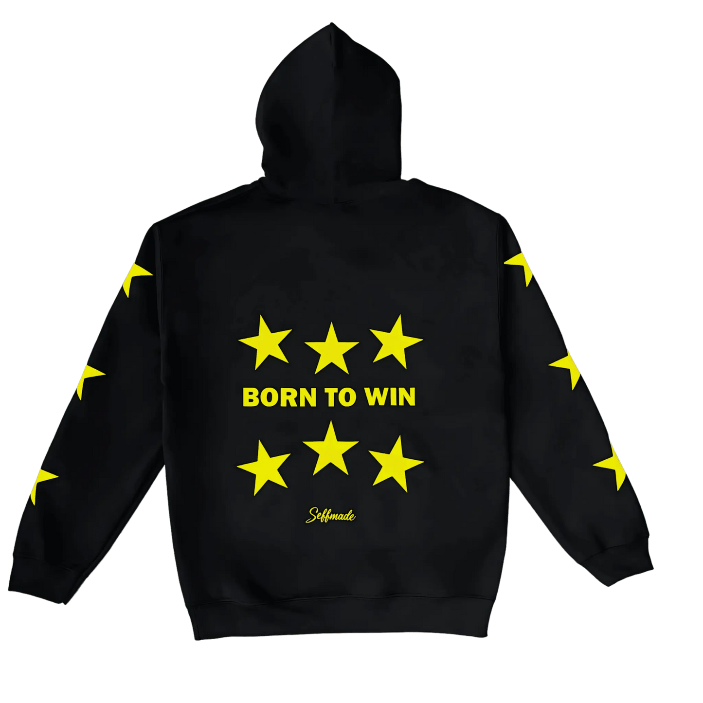 (Pre-Order 4-6 weeks) Born To Win Stars Hoodie - Black & Yellow - Seffmade