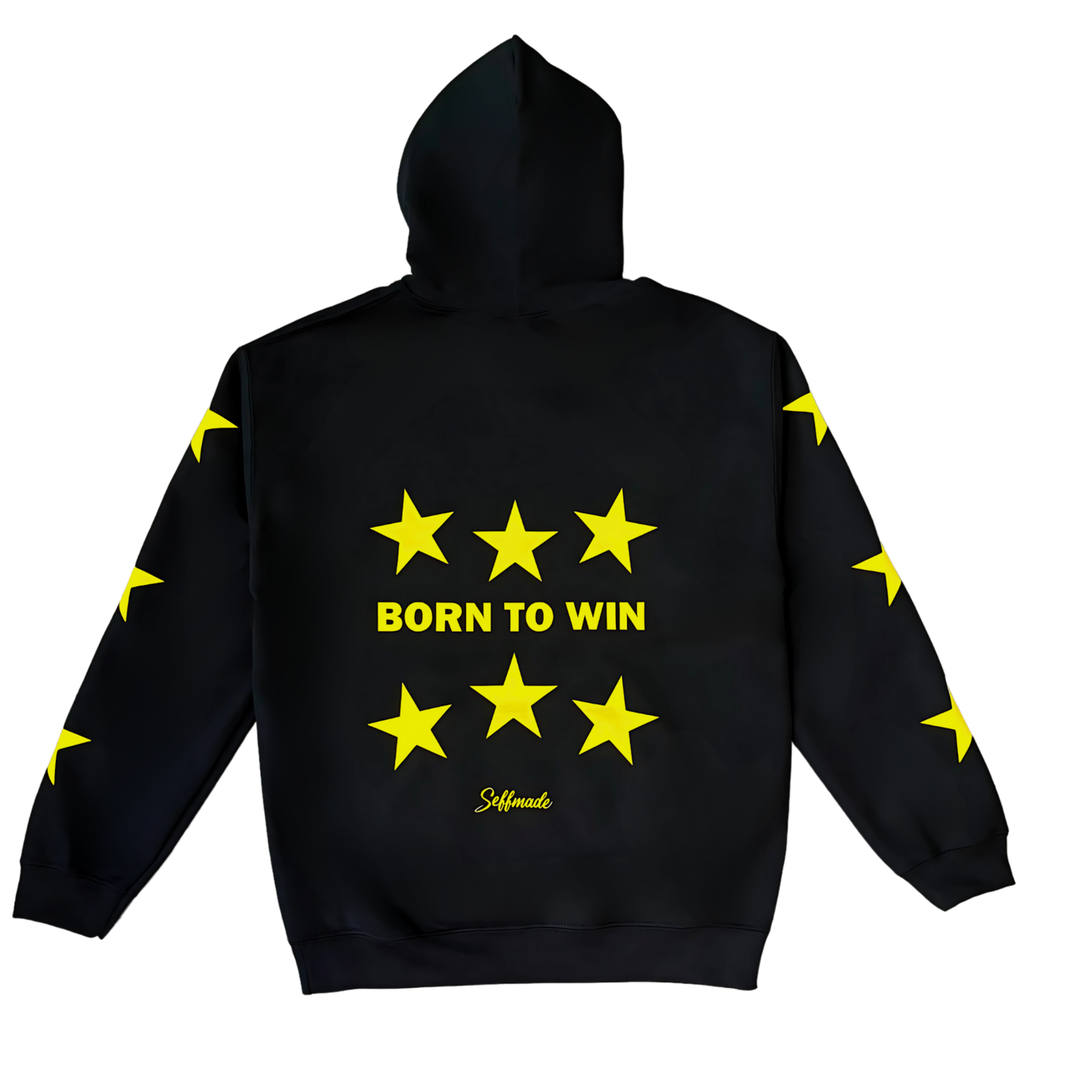 (Pre-Order 4-6 weeks) Born To Win Stars Hoodie - Black & Yellow