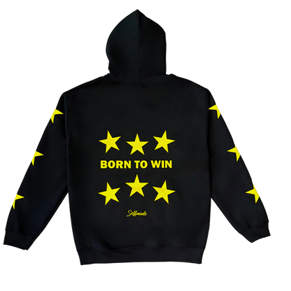 (Pre-Order 4-6 weeks) Born To Win Stars Hoodie - Black & Yellow
