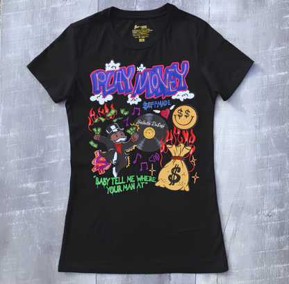 Seffmade Play Money Women's Black T-shirt