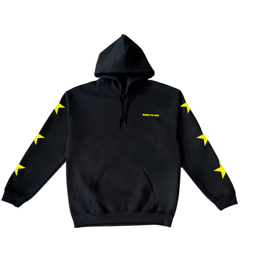 (Pre-Order 4-6 weeks) Born To Win Stars Hoodie - Black & Yellow