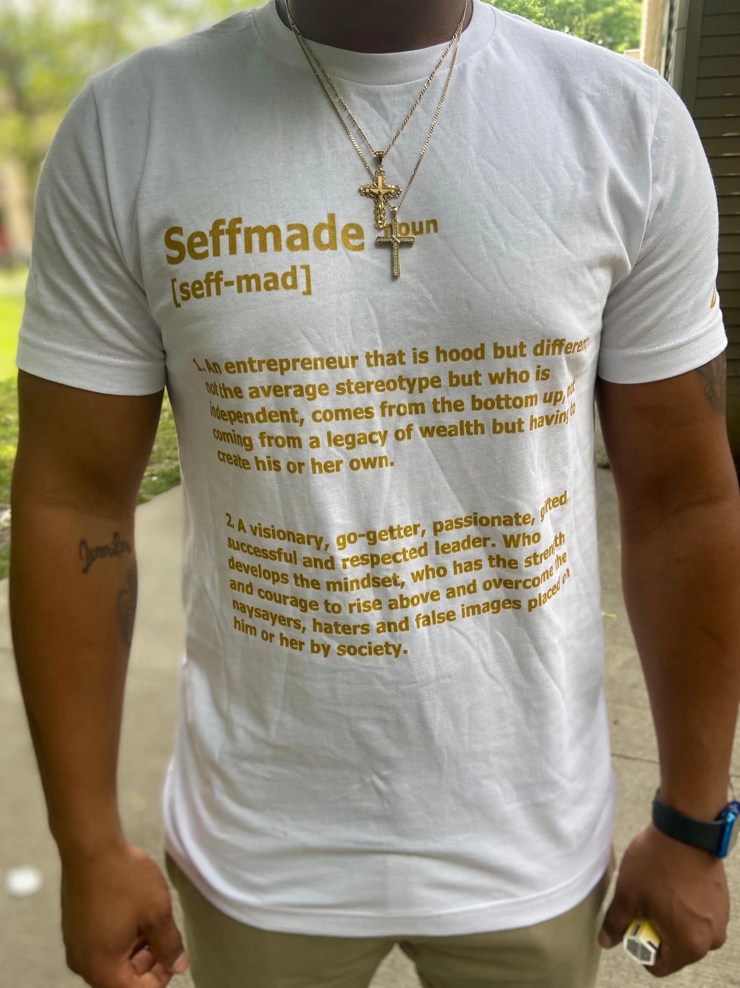 White & Gold Definition T-shirt - Seffmade
